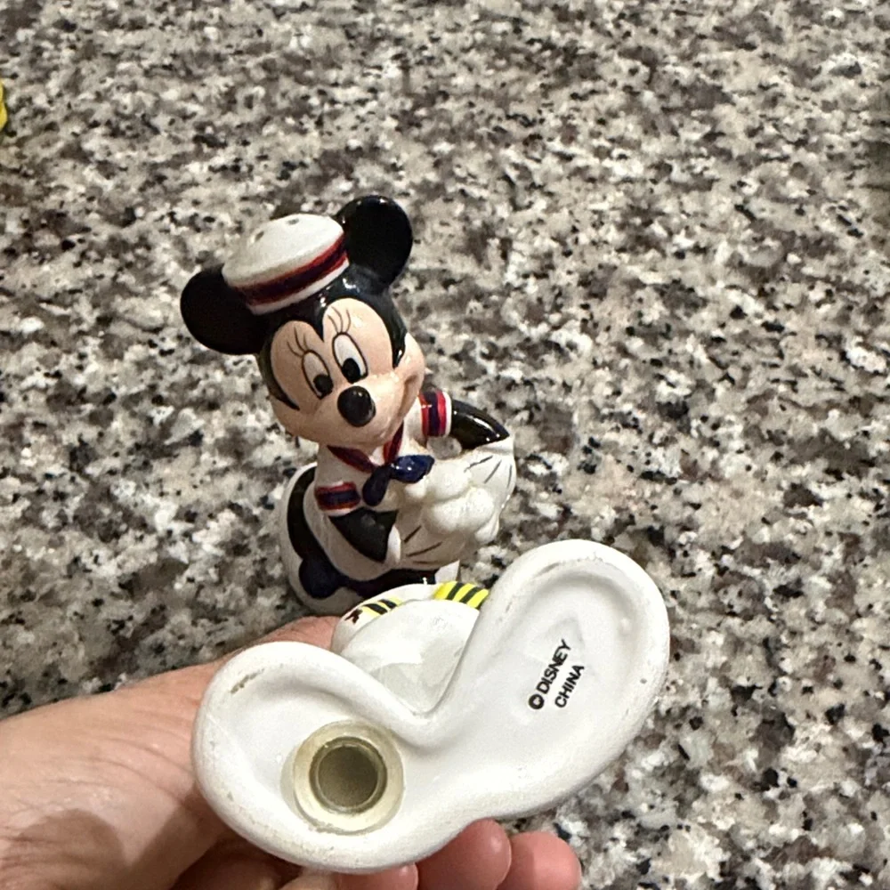 Disney Sailor Minnie & Captain Mickey Ceramic Figurine Set - White, Black, Blue